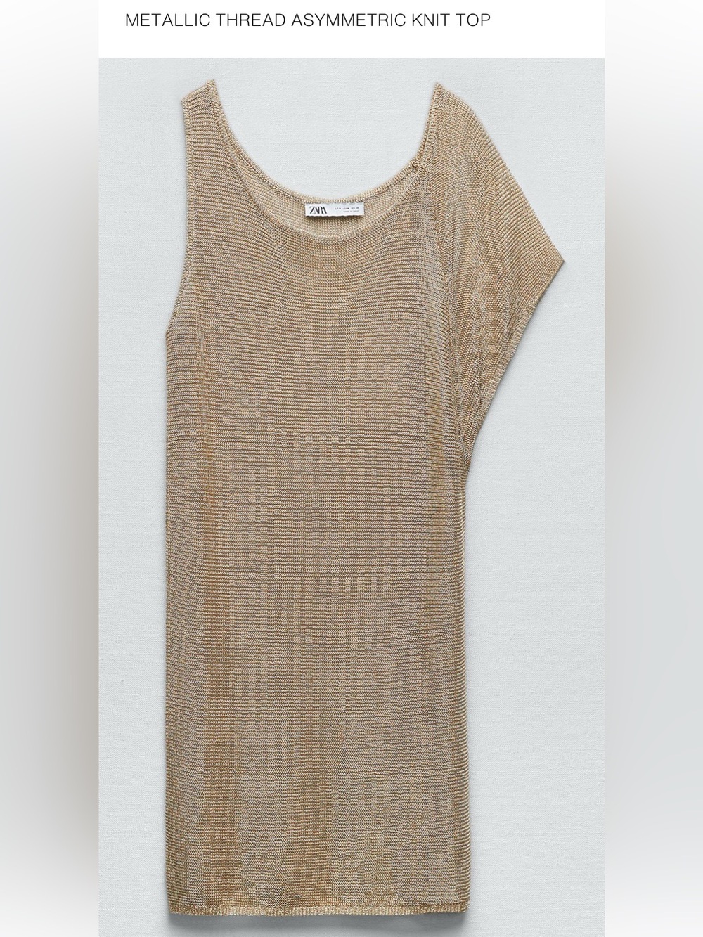 Zara NWT Metallic Knit Tank Dress in Golden Metallic Taupe Sz M 8146/013/302